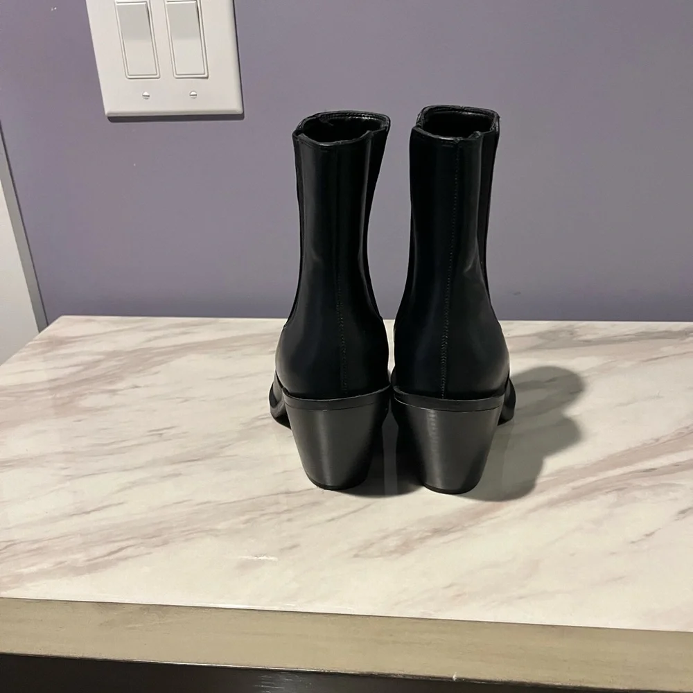 Zara leather Black Pointed Toe Ankle Boots - Women - Picture 3 of 4